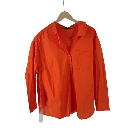 Sanctuary Slit back tunic button up ladies blouse orange Size 1x Office Fall - Picture 3 of 9